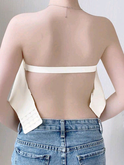 Women’s White Lace Bralette Top – Adjustable Strap Corset Style Crop Top