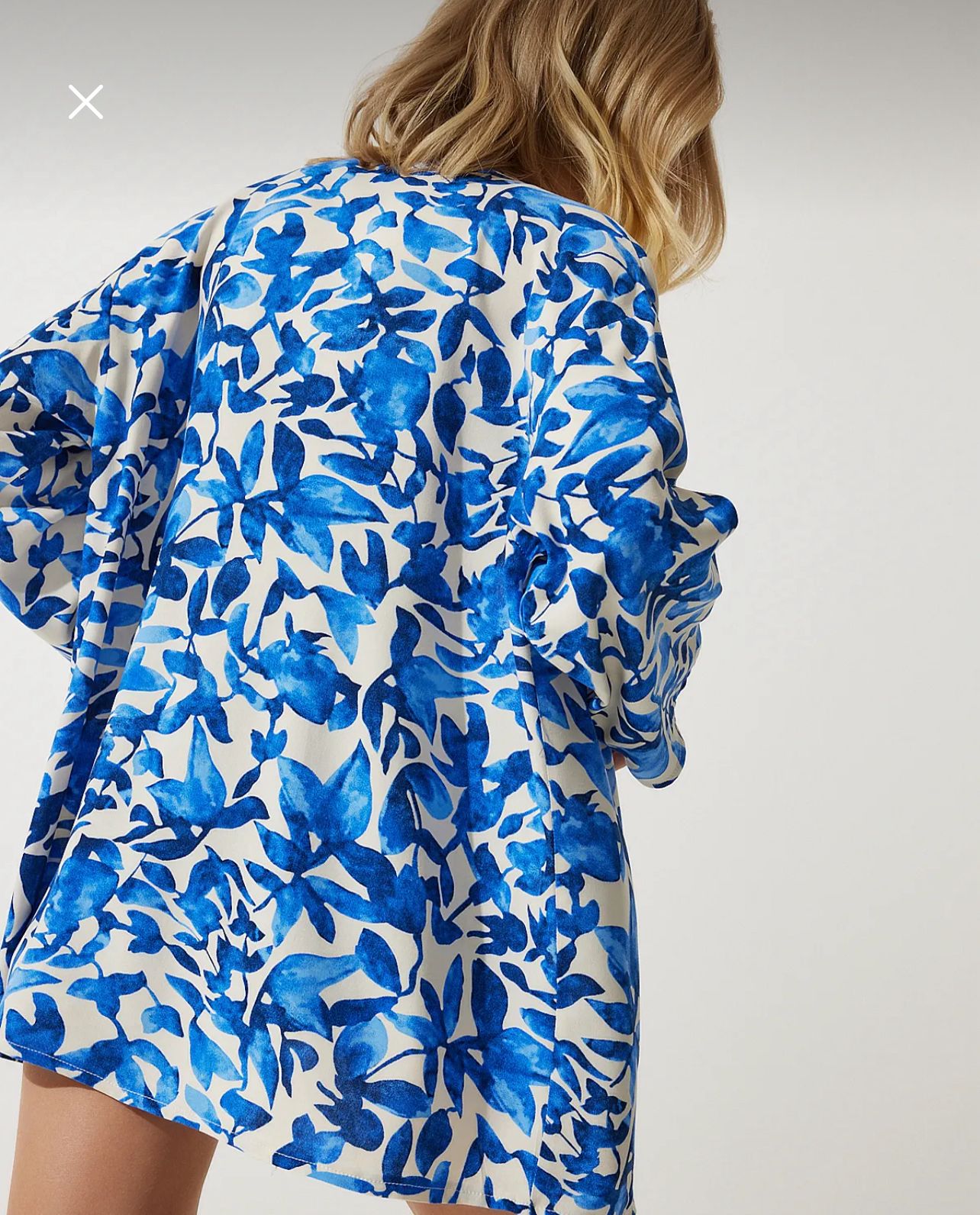 Women’s Blue Floral Open Front Kimono – Trendyol Lightweight Long Sleeve Cardigan