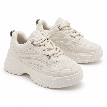 SHEIN Women’s White Chunky Sneakers – Lace Up Casual Sports Shoes, SHEIN Fast Delivery in 5 Days
