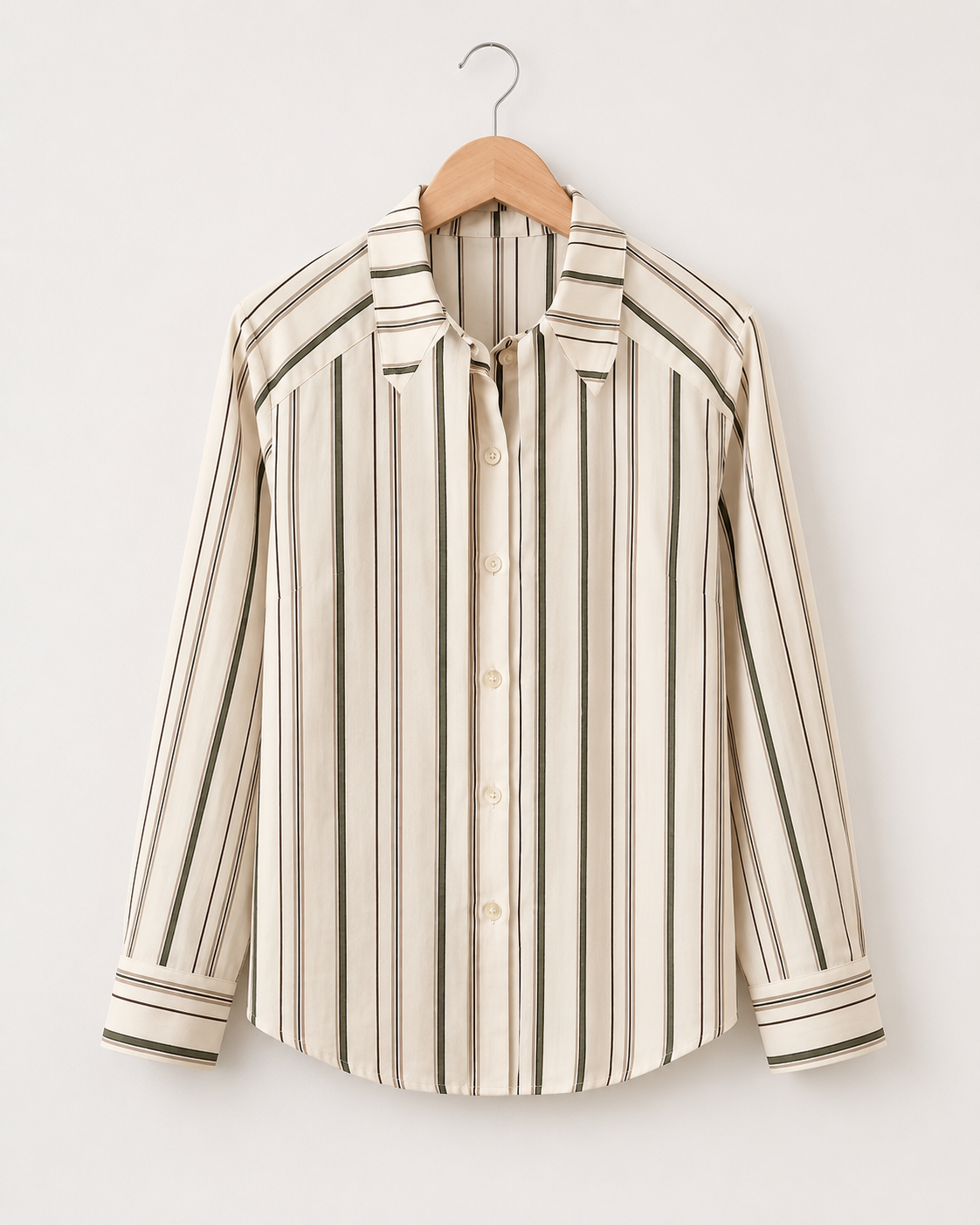 SHEIN Premium Striped Tie Neck Button Front Blouse