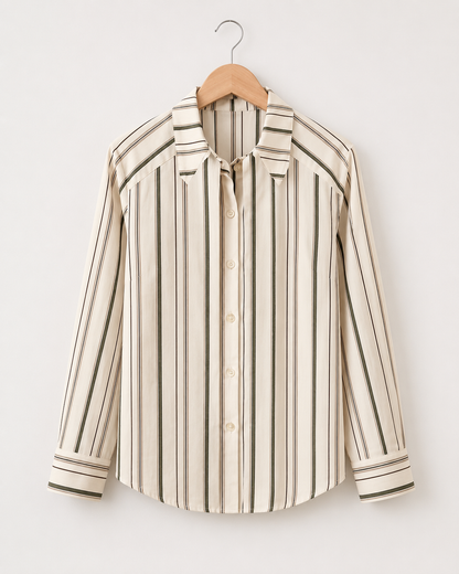 SHEIN Premium Striped Tie Neck Button Front Blouse