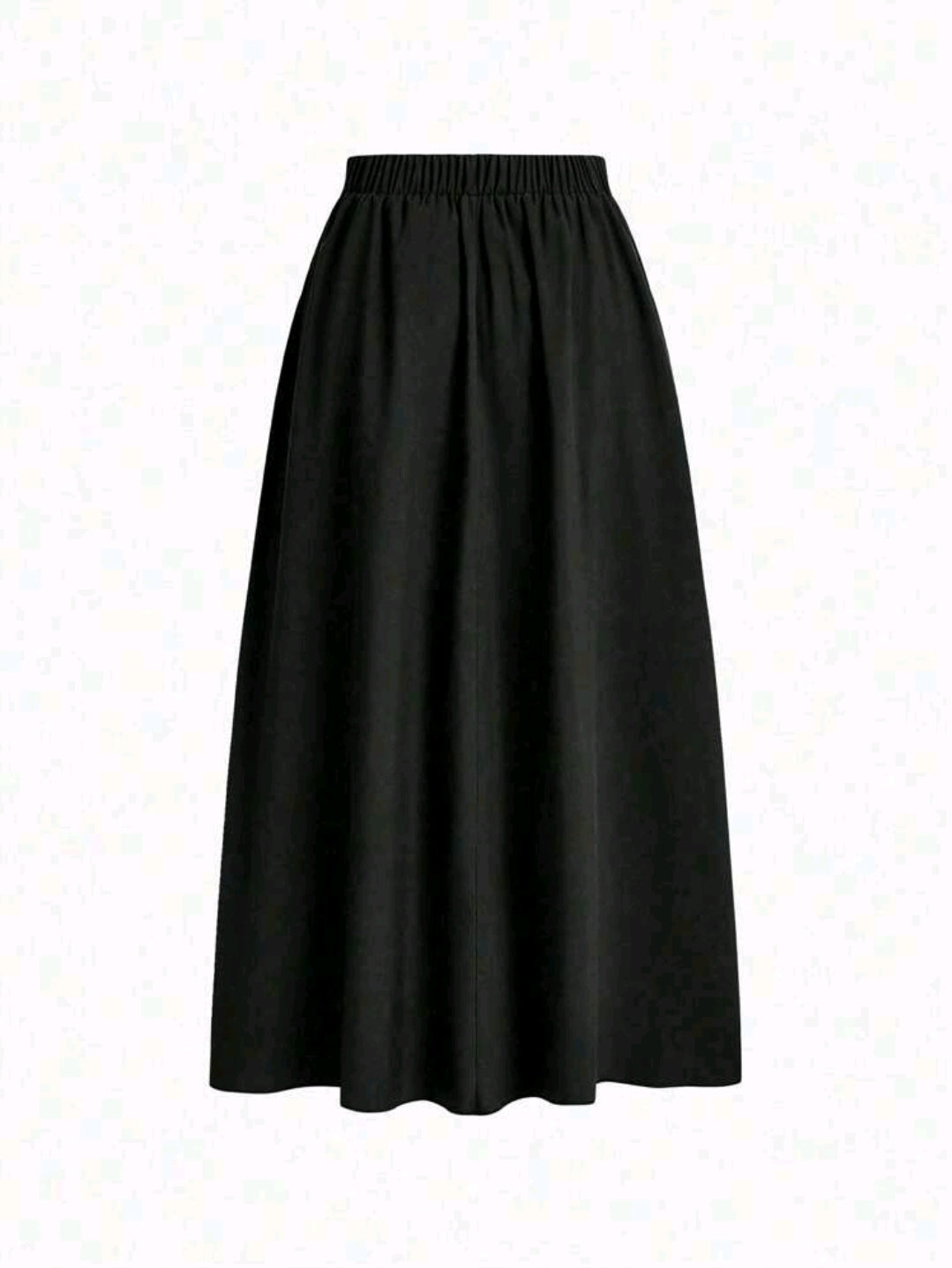 Women's High Waist Flared Maxi Skirt – Elastic Waist – Flowing A-Line Long Skirt – Black