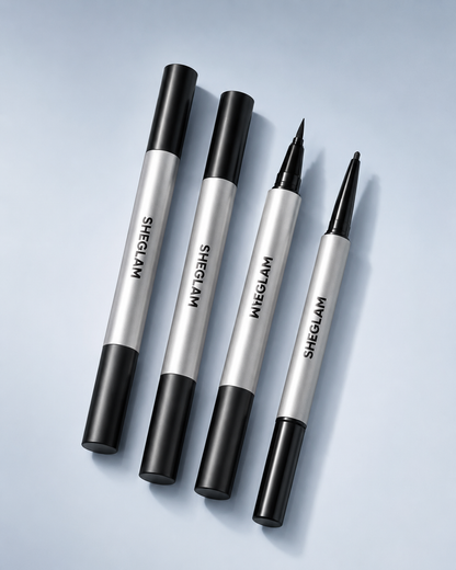 SHEGLAM Dual-Ended Liquid Eyeliner and Eyeliner Gel, Black Waterproof Eye Makeup Pen