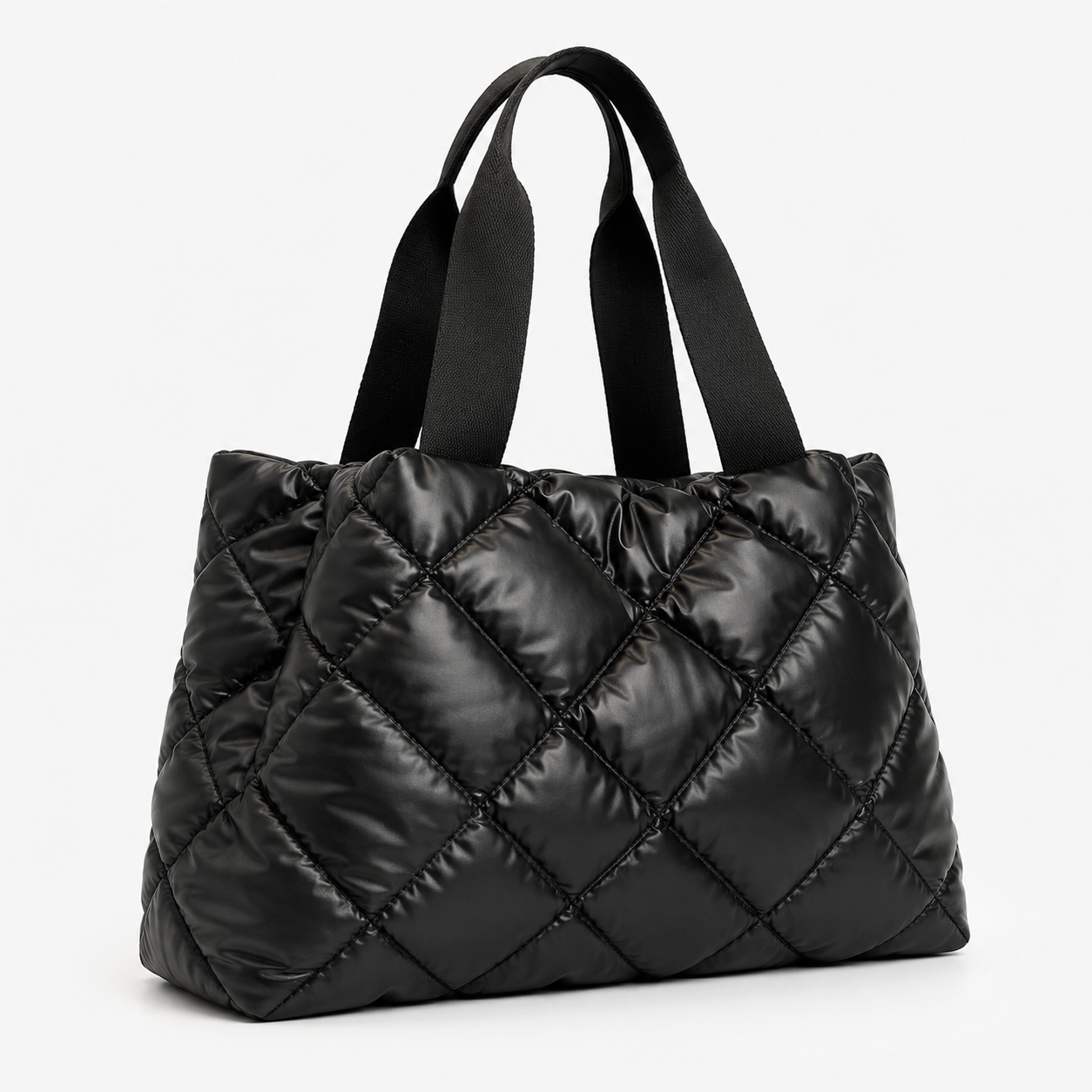 Women’s Black Quilted Puffer Tote Bag