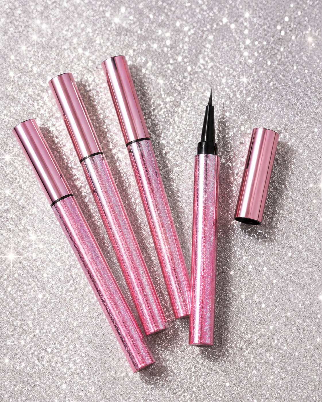 SHEGLAM Black Liquid Eyeliner Pen, Glitter Pink Packaging, Waterproof Winged Eye Makeup Liner
