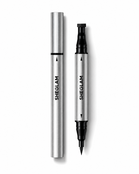 SHEGLAM Dual-Ended Wing Stamp Eyeliner, Black Liquid Eyeliner Pen for Easy Cat Eye Makeup