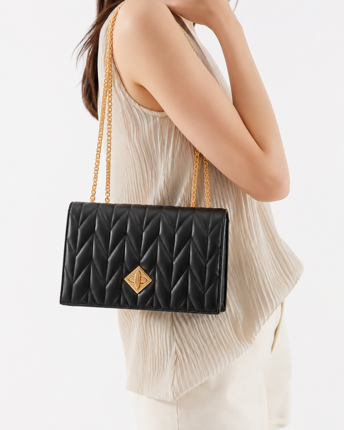 Women’s Black Quilted Chain Shoulder Bag - SHEIN Fast Delivery in 5 Days
