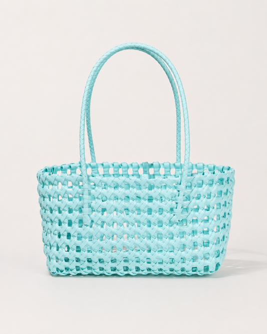 SHEIN Women Cadet Blue Woven Tote Bag