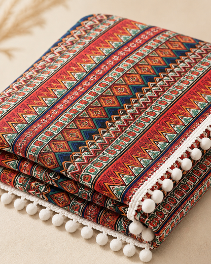 Bohemian Geometric Tassel Table Cover 100 x 140 cm
