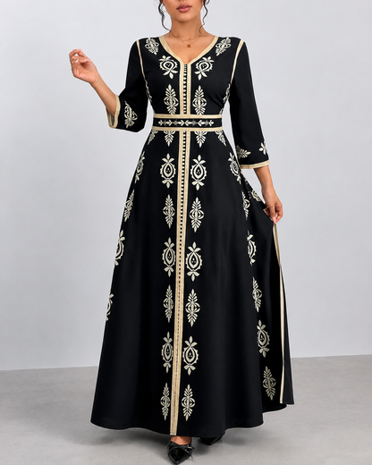 SHEIN Women’s Black Embroidered Kaftan Maxi Dress