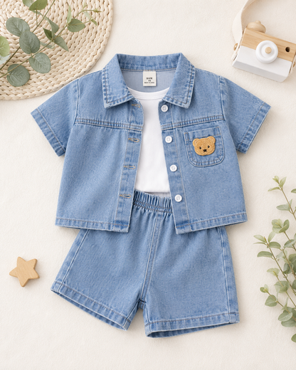 Boys Blue Denim Shirt and Shorts Set – SHEIN Fast Delivery in 5 Days