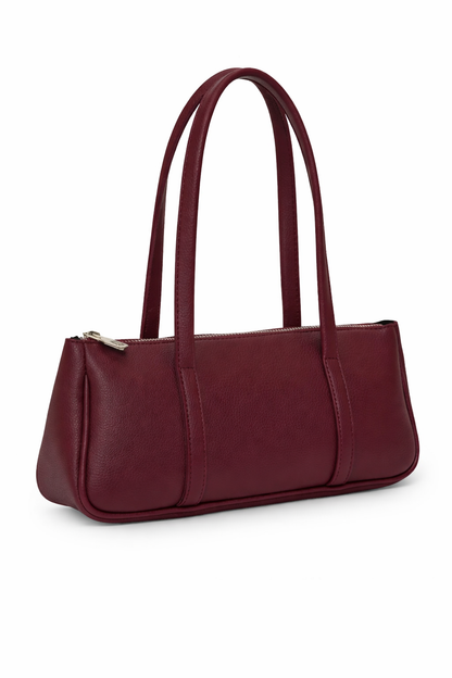 Burgundy fossil Slim Top Handle Shoulder Bag – Women’s Structured Mini Everyday Handbag with Zip Closure