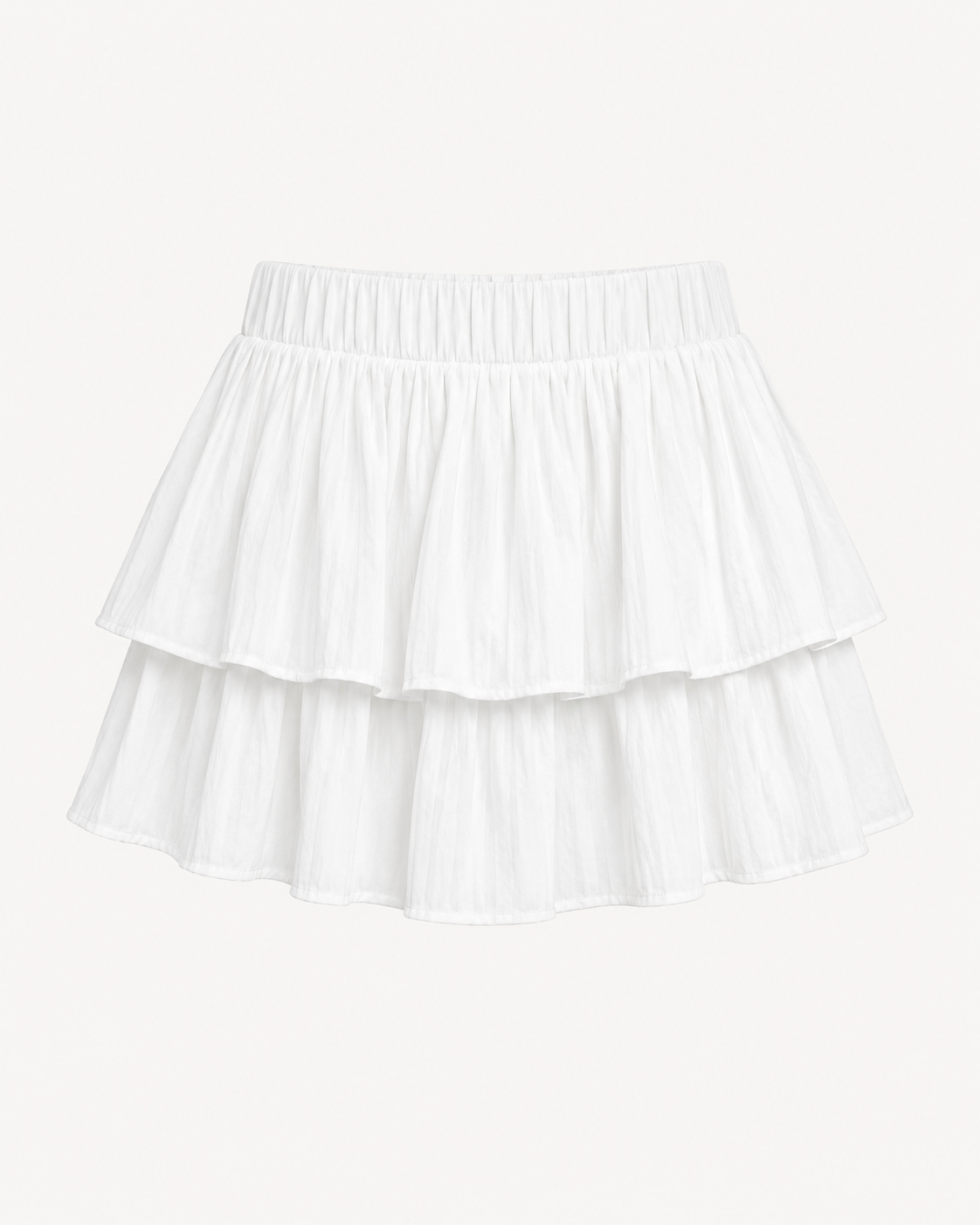 Women’s White Layered Pleated Mini Skirt