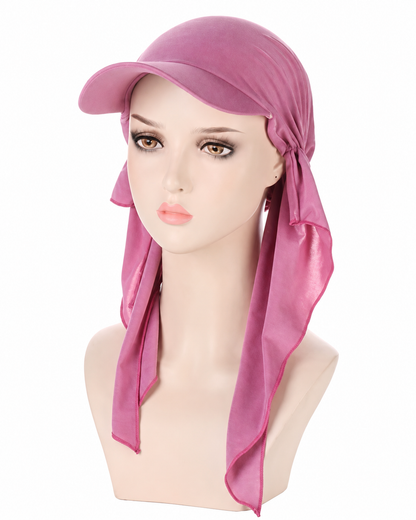 Women’s Pink Visor Turban Head Wrap Cap