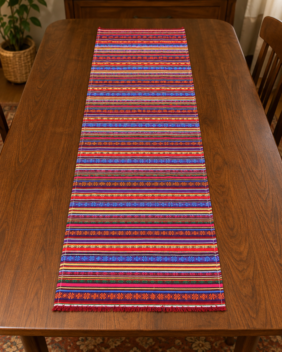 Bohemian Multicolor Striped Table Runner 150 x 45 cm