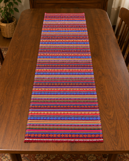 Bohemian Multicolor Striped Table Runner 150 x 45 cm
