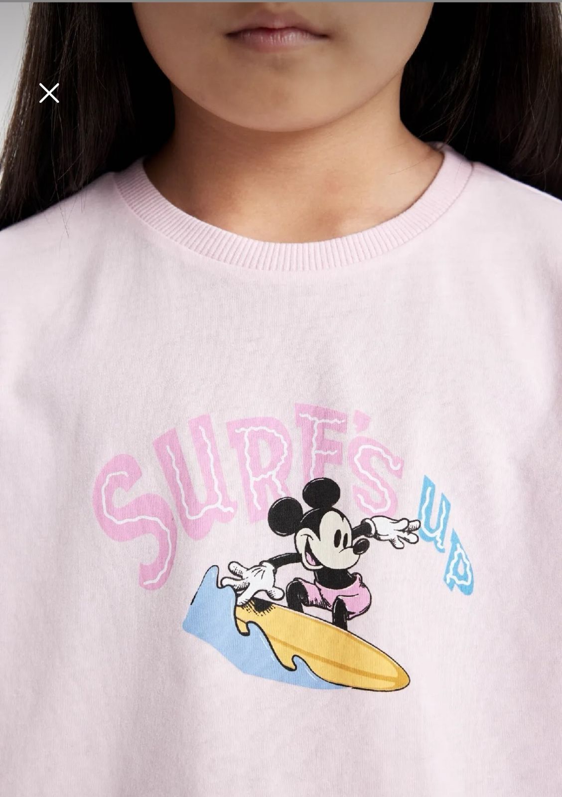 Defacto Girls Pink Surf Mickey Print Crop T-Shirt 9-10Y