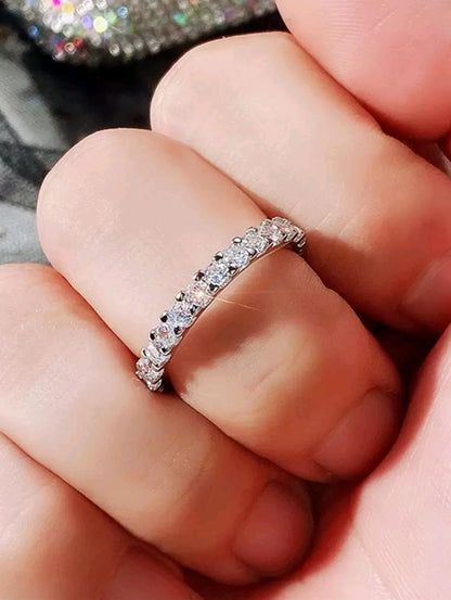 SHEIN Fast Delivery Women’s Silver Rhinestone Eternity Ring