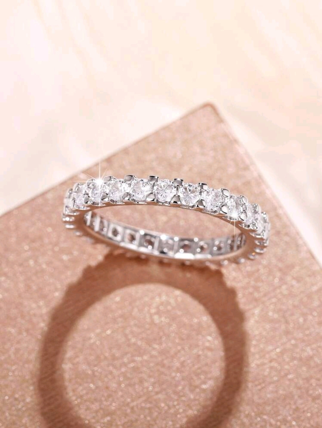 SHEIN Fast Delivery Women’s Silver Rhinestone Eternity Ring