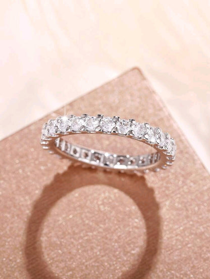 SHEIN Fast Delivery Women’s Silver Rhinestone Eternity Ring