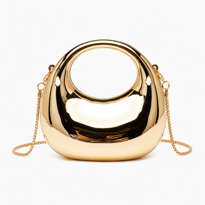 SHEIN Women’s Gold Metallic Mini Bag – Round Handle Chain Crossbody Bag, SHEIN Fast Delivery in 5 Days