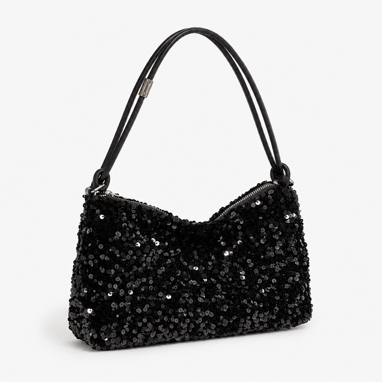 Black Sequin Shoulder Bag