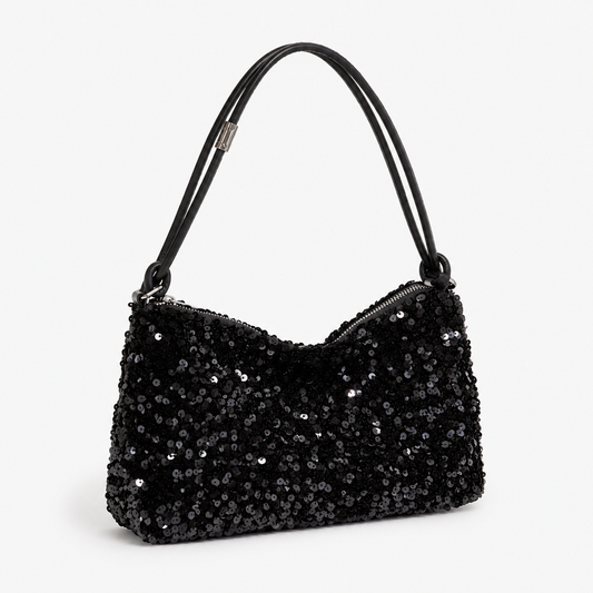 Black Sequin Shoulder Bag