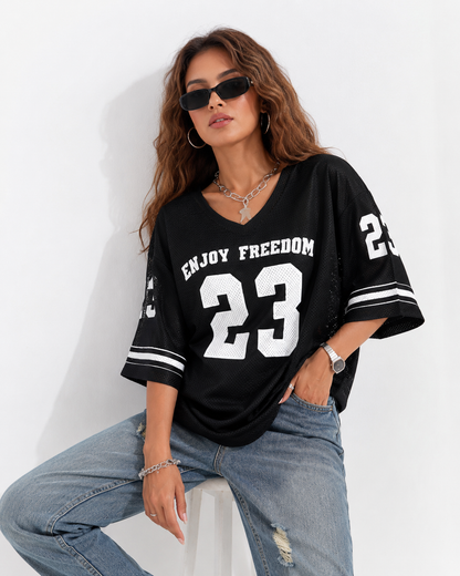 Women’s Black Oversized Jersey T-Shirt - SHEIN Fast Delivery in 5 Days