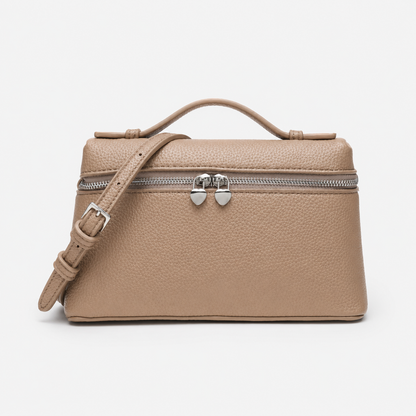 Beige Textured Makeup Storage Bag