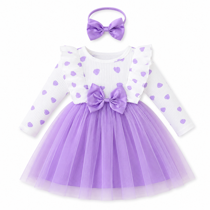Baby Girls Lavender Tulle Dress with Bow and Matching Headband