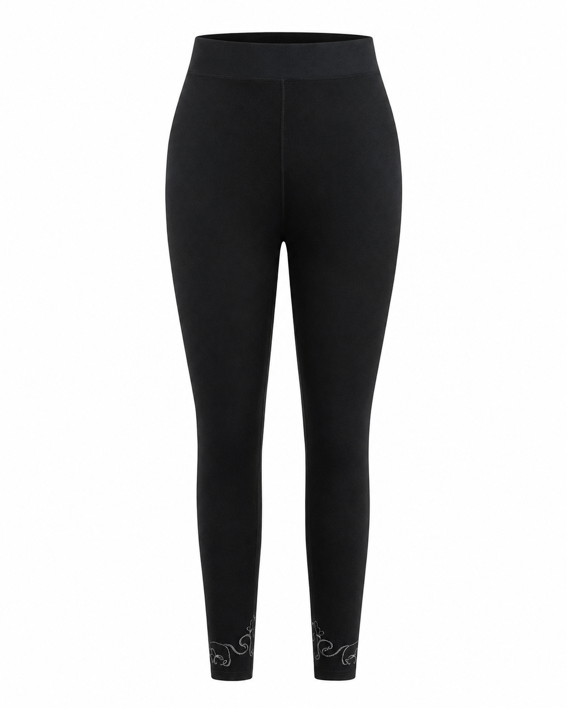 Women’s Black Fleece Lined Leggings with Decorative Ankle Detail