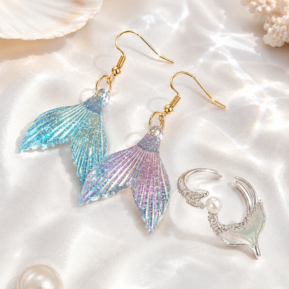 Mermaid Tail Jewelry Set – Earrings & Rings, SHEIN Fast Delivery in 5 Days