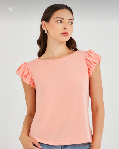 Trendyol Fast Delivery in 5 Days Peach Ruffle Sleeve Top