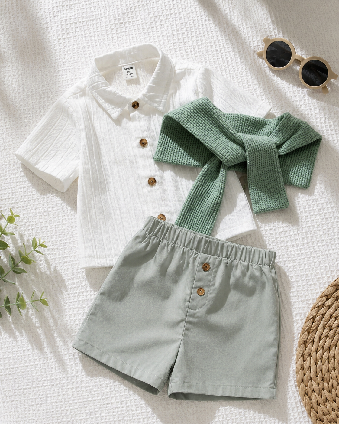 Boys White Shirt and Green Shorts Set – SHEIN Fast Delivery in 5 Days