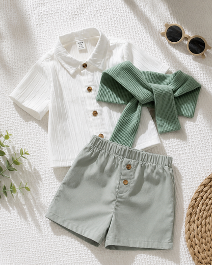 Boys White Shirt and Green Shorts Set – SHEIN Fast Delivery in 5 Days