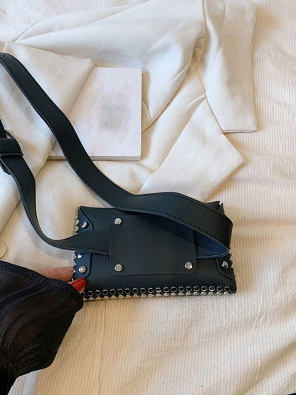SHEIN Fast Delivery Women’s Black Studded Belt Bag
