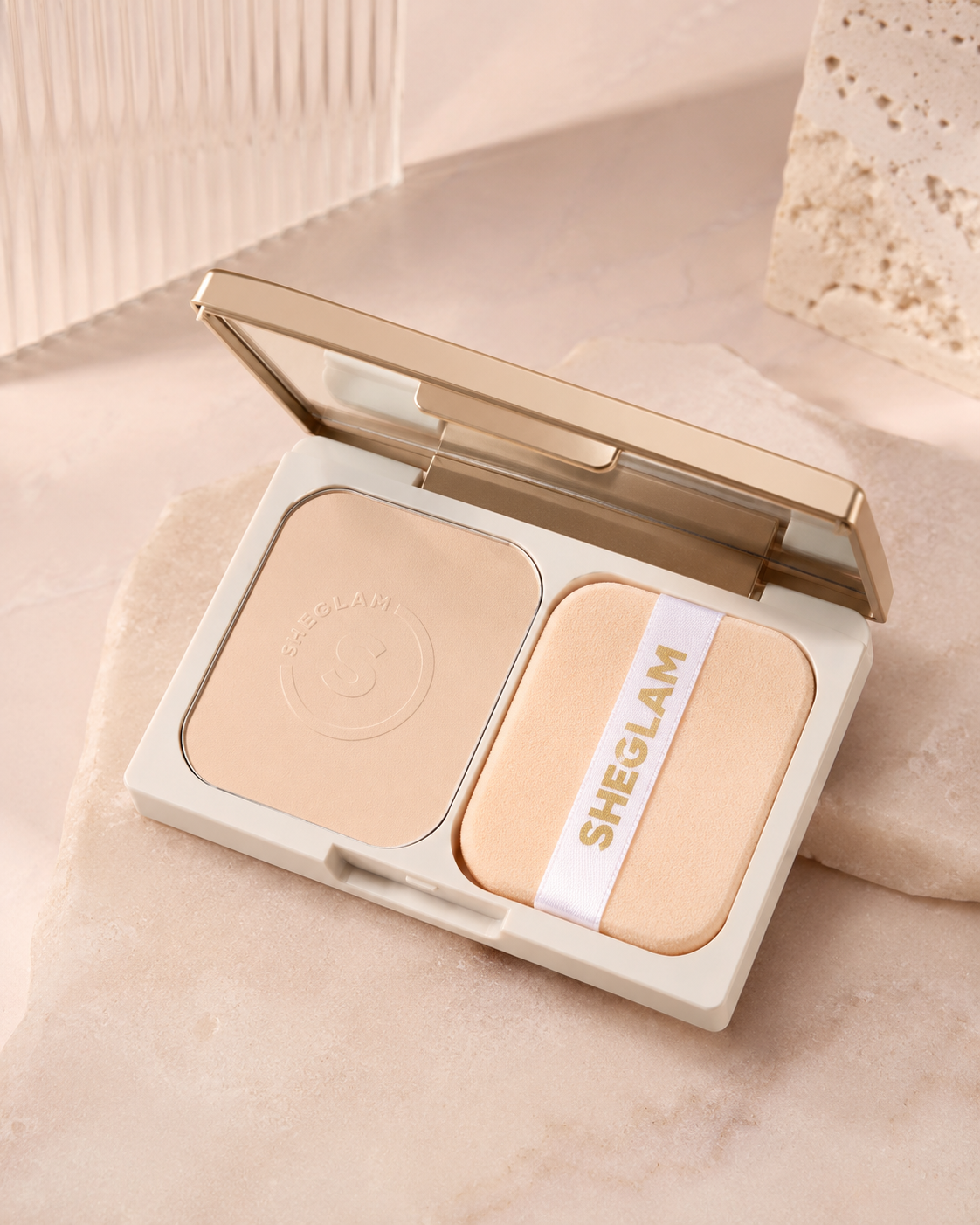 SHEGLAM Oil Control Powder – Nude Pink, Matte Face Powder Compact for Shine Control