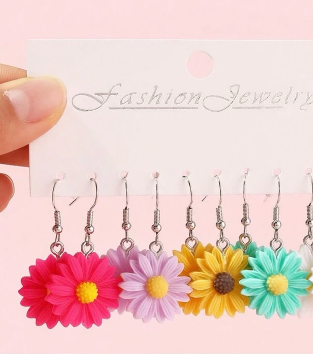 5 Pairs Colorful Flower Drop Earrings Set – SHEIN Fast Delivery in 5 Days