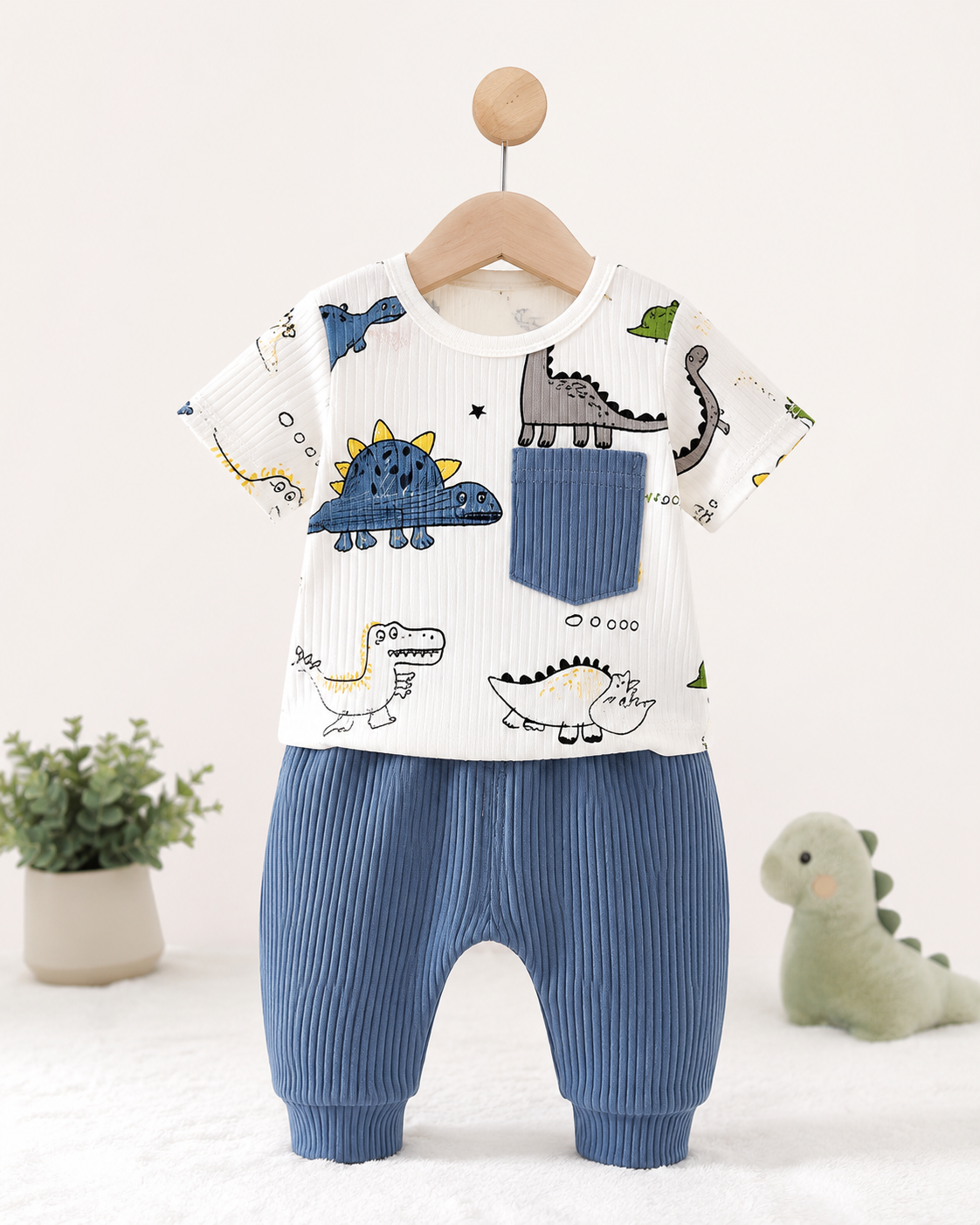 Baby Dinosaur Tee and Ribbed Pants Set – SHEIN Fast Delivery in 5 Days