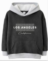 Teen Boys Los Angeles Colorblock Hoodie – Grey & Dark Grey Casual Hooded Sweatshirt