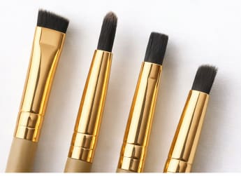 4-Piece Precision Makeup Brush Set – Soft Detail Eye & Concealer Brushes – Gold Ferrule Cosmetic Brush Kit