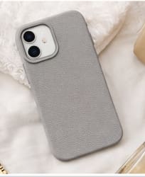 Leather Texture Phone Case for iPhone 11 – Grey Minimal Protective Cover – Soft Touch Slim Fit