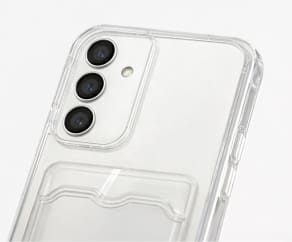 Clear Card Holder Phone Case for Samsung Galaxy A15 – Transparent Protective Cover – Built-In Back Pocket