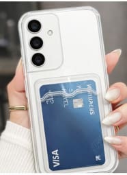 Clear Card Holder Phone Case for Samsung Galaxy A15 – Transparent Protective Cover – Built-In Back Pocket