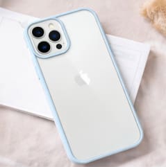 Clear Bumper Phone Case for iPhone 12 Pro Max – Transparent Shockproof Cover – Blue Frame Slim Fit