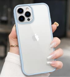 Clear Bumper Phone Case for iPhone 12 Pro Max – Transparent Shockproof Cover – Blue Frame Slim Fit