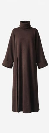 Dark Brown Oversized Turtleneck Knit Maxi Tunic – Modest Winter Long Sweater for Women – Cozy Wide Sleeve Casual Layering Top