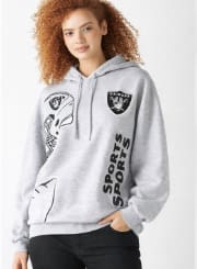 Women’s Grey Oversized Sports Graphic Hoodie – Casual Long Sleeve Streetwear Pullover