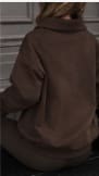 Women’s Oversized Button Detail Lounge Set – Coffee Brown Collared Sweatshirt & Leggings Two Piece Outfit