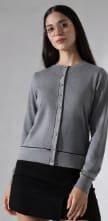 Gray Button Front Knit Cardigan – Women’s Long Sleeve Casual Soft Basic Layering Top